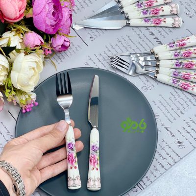 ست کارد چنگال سرامیک گل رز