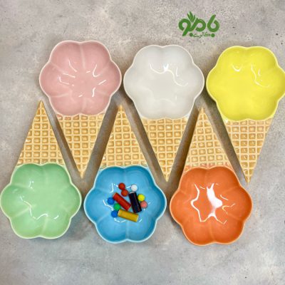 ست بستنی خوری قیفی رنگی